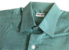 Vtg 60s 70s Men L Dress Shirt Green Button Down Up Cotton Custom Made Jimmy Chen