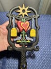 Wilton Pennsylvania  Dutch  Painted Hearts   Doves  Cast Iron Trivet