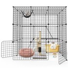 Large Cat Cage Enclosure Metal Wire 3-tier Kennel For 1-4 Cats Exercise Playpen
