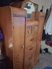 Vintage Art Deco Waterfall Chiffarobe And Dressing Vanity With Mirror