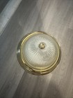 Ceiling Light Fixture Vintage Flush Mount Clear Glass Shade Brass Tone Metal