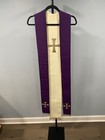Collection Of 10 Purple And White Reversible Overlay Stoles