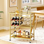 Bar Cart For Home  3-tier Serving Cart With Wheels And Handle  Beverage Cart Wit