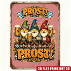 Antique Prost German Gnome Beer Vintage Metal Sign Decor