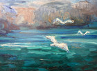 Vintage Original Oil Painting C  1963 Signed Impressionist Coastal Seascape Ooak