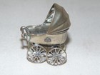 Antique Miniature Dutch Silver Baby Carriage  Hallmarked  Napoleon Crest