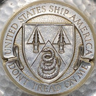 1960s Uss America Cva-66 Alpha Switzerland Ships Ashtray Don   t Tread On Me Cv-66