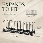 Pot And Pan Organizer Rack Expandable Kitchen Cabinet Cookware Lid Holder Black