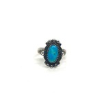 Vintage Navajo Style Turquoise Ring Sterling Silver Oval Size 6 75 Southwestern