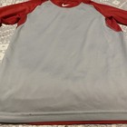 Nike Pro Youth Medium Reglan 3 4 Sleeve Baseball Shirt Dri-fit Fitted Red Gray