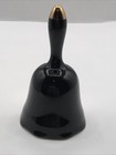 Vintage Otagiri Japanese Hand Painted Black Gold Floral Porcelain Bell
