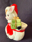 Htf Vintage Relpo Reindeer Deer With Santa Suit   Gifts Planter 