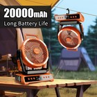 20000mah Camping Fan Rechargeable Portable Fan With Remote Led Lights   4 Speeds