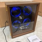 4 Watch Winder Box Automatic Mechanical Rotator Holder Wood Case Blue Led