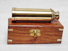 Brass Telescope Spyglass Hand Made Nautical Antique Vintage With Wooden Box Gift