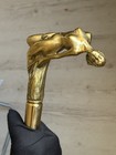 Bronze Lady Sculpture Walking Stick Cane Woman Wood Design Handle Female Signed