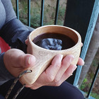 Hand Carved Nordic Kuksa - Solid Wood Camp Mug   Spoon Set