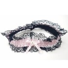 Satin Leg Garter Lace Ruffle Trim Mini Bow Faux Jewel Flower Accent Pink 3555