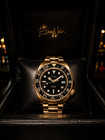 Custom   lan Noir Tempesta Automatic Gmt Watch 41mm Steel Gold black Nh35