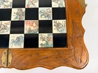 Vintage Chinese Hand Carved Jade Soapstone Chess Set Folding Wooden Case