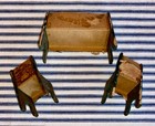 Tiny 19th C  German Dollhouse 3-piece Parlor Set  Litho Stars  Antique Victorian