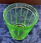 Vintage Green Uranium Glass Beater Grinder Jar Lorraine Metal Mfg Nyc 4 5 x3 5 