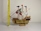 Vintage Ship Decor Wooden Handmade Model Confection W  Original Box