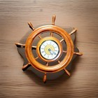 16  Nautical Wooden Ship Steering Wheel Pirate Decor Wood Clock Fishing Boat