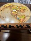 Vintage 1953 Geocentric Flat Earth Air Age Map Newspaper Holder Replogle