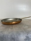 Vintage Copral Copper Oval Gratin Fish Saut   Pan   Long Brass Handle 10    By 7   
