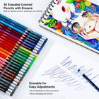 50 Colors Erasable Colored Pencils Set - Easy To Erase  Vibrant And Smooth Co   