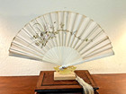 Antique Chinese Silk Embroidery Folding Fan With Original Lacquer Box