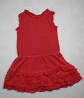 Antique Handmade Dress Girls Child Red White Dots Cotton Sheer Ruffles Vtg 1920s