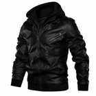 Men s Genuine Real Leather Jacket Black Bomber Winter Hooded Jacket Coat