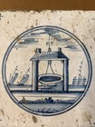 17th  Early 18th Century Dutch Tin Glazed Pottery Tile   Painted In Blue W Well