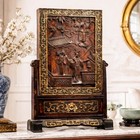 Incredible Large Antique Carved Wood Chinese Asian Table Screen