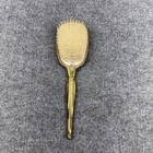 Vintage Gold Tone Floral Vanity Hair Brush Ornate Handle Metal Boudoir Decor