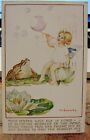 Antique-- fairies Friends --sgd  m sowerby   water Lily Elf--posted 1929