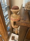 Antique  Wooden Sewing Clamp W  Pin Cushion