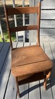 Primitive Antique Oak Solid Wood Metamorphic Folding Library Chair Step Ladder