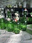 6 Grolsch Beer Bottles Green Embossed Glass Porcelain Swing Top
