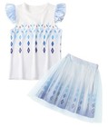 Girls Princess Skirt Set Toddler 2-piece T-shirt  tutu Skirt 5-6 Years White