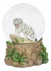 Forest Jungle Predator White Alaskan Siberian White Tiger Glitter Snow Globe