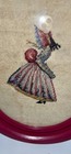 Vintage Framed Needlepoint Pink Victorian Lady Girl Bonnet Oval Wall Art 10   x12   