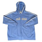 Adidas Womens Full Zip Hoodie Blue Sequin Logo Three Stripe Xl