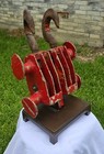 Antique Vintage Metal Pulley Block Double Sheave Hook Farm Barn Tool Art Display