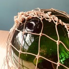 Japanese Glass Fishing Float Buoy Ball Net Hand Blown Vintage 10  Green