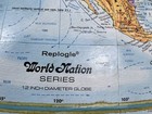 Vintage Replogle World Nation Series Globe Raised Relief 3d Pop Up  Metal Base