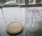 Big Dome Display Case Acrylic 3 Shelves Wood Base Ball Marble Thimbles Decor