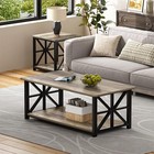 Coffee Table For Living Room With Round Corners Farmhouse Style Center Table